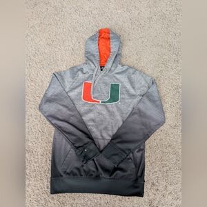 Colosseum University Of Miami (Hurricanes) Gray Ombre Hoodie Mens Size S